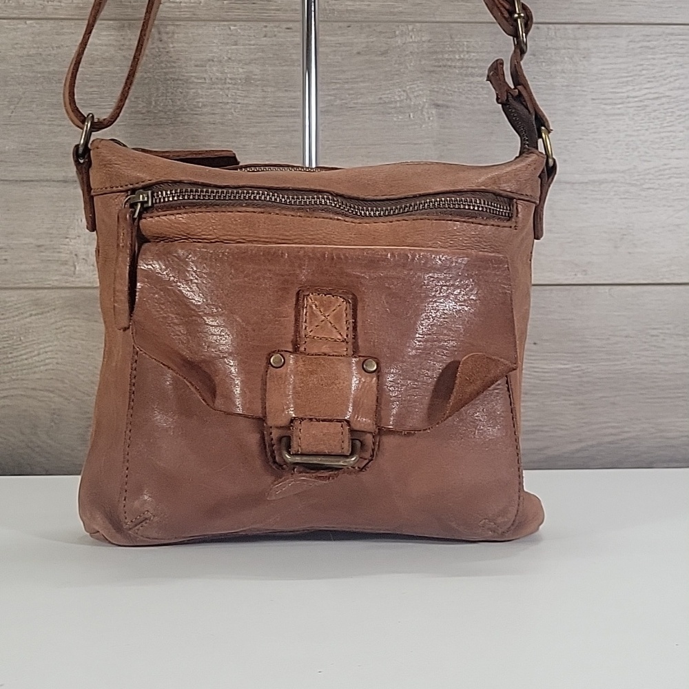 Harbour 2Nd for Anthropologie Leather Crossbody Messenger Bag - Brown - Picture 2 of 14